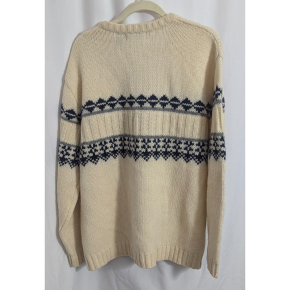 Vtg Structure Ivory Heavyweight Wool V-Neck Pullover Sweater Men's Large M1 - Picture 5 of 5